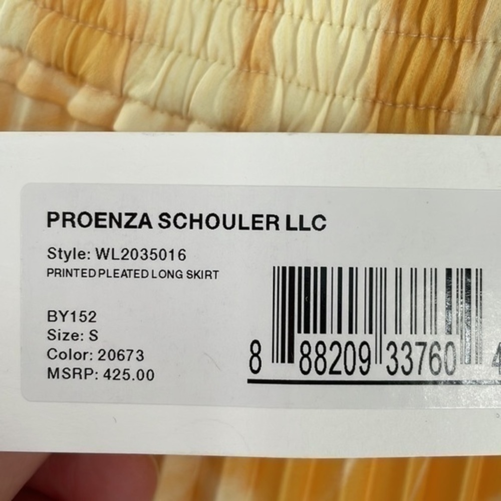 PROENZA SCHOULER White Label Yellow Printed Pleated Tie Dye Skirt - Picture 11 of 15